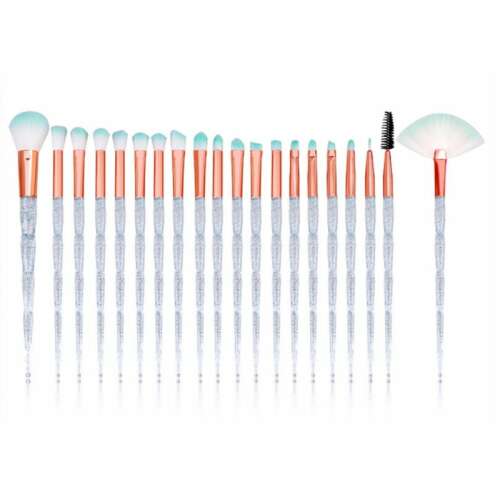 20 sminkecsetből álló komplett készlet átlátszó nyelekkel és színes csillogó, szintetikus sörtékkel 110991962