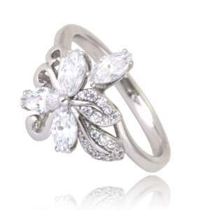 Fehér aranyozott sebészeti acél gyűrű, méret US7 EU14