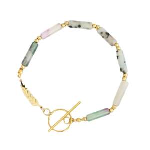 Elegáns sebészeti acél karkötő 14K aranyozott, világos arany színű, méretek 17 + 2,5 cm