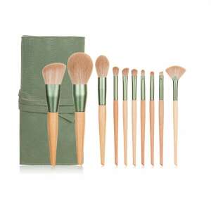 10 db-os sminkecset készlet réz kupakkal és átlátszó fogantyúkkal csillogó, szintetikus anyagból