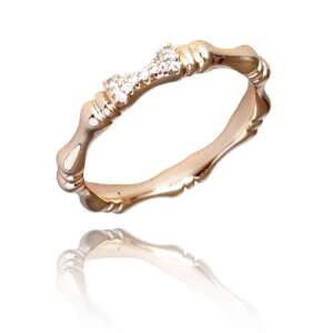 Aranyozott sebészeti acél gyűrű köbös cirkónium-oxiddal, US8 EU17 méretű, időjárásálló