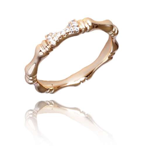 Aranyozott sebészeti acél gyűrű köbös cirkónium-oxiddal