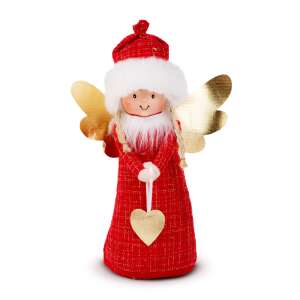 Bewello piros karácsonyi angyalka baba arany szárnyakkal és szívvel - Bewello