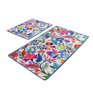 Chilai Home 359CHL2367 Fürdőszoba szőnyeg szett, 2 részes, 100% antibakteriális bársony szövet, többszínű