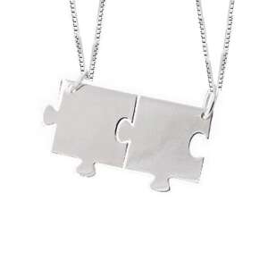 Ezüst puzzle darab medál nyaklánc pároknak, barátoknak vagy testvéreknek - Női ékszer