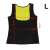 Neoprene fitness slimming tank top for women, size L, black with yellow lining, back view with size measurements
