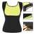 Neoprene fitness slimming tank top for women, size M, black with yellow lining, front and back view, close-up details
