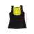 Neoprene fitness slimming tank top for women, size M, black with yellow lining, back view with size measurements
