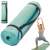Green yoga mat, 60x180cm, with carrying strap, woman doing yoga