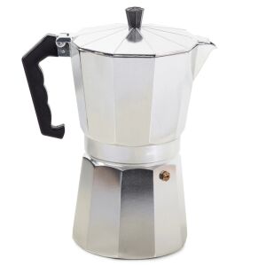Espressor de cafea din aluminiu pentru aragaz, ibric moka de 12 cești - Aparat de cafea cu gura de scurgere