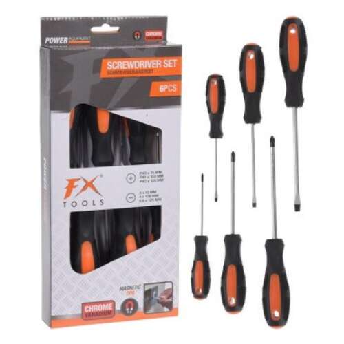 FX Tools 6 darabos csavarhúzó készlet Phillips és lapos fejű csavarhúzókkal, csomagolva és kicsomagolva