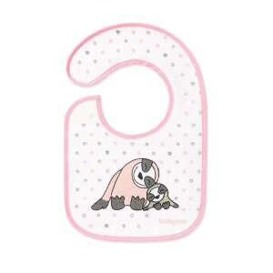 BabyOno pink and grey sloth bib with white polka dots - Bib & Burp Cloth