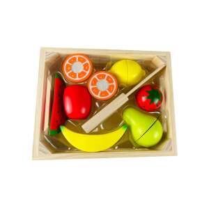 Vágható fa gyümölcsök drewniany zestaw owoców do krojenia w skrzynce z nożem - Jedzenie w grach