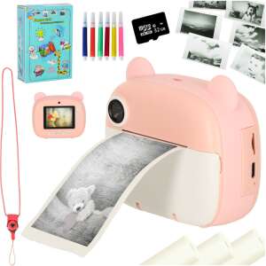 Ikonka Instant Camera Printer for Kids - Bear Design with accessories - Ikonka