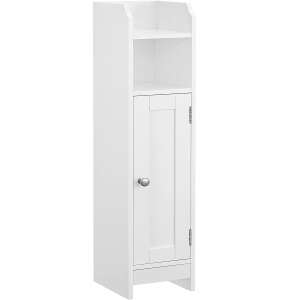 Biela kúpeľňová skrinka Vasagle s dverami a policami - Kúpeľňová skrinka