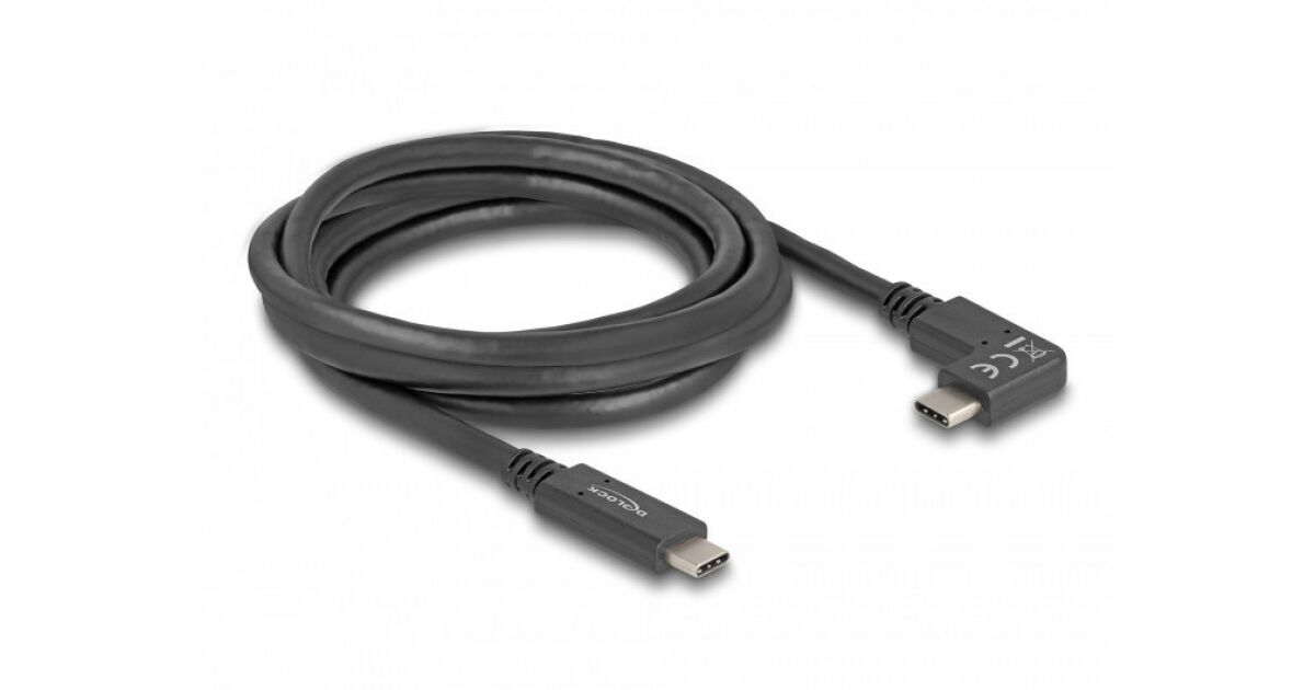 Delock USB 5 Gbps cable USB Type-C male USB Type-C male, curved left / right, 2 m 4K PD 60 W E-Marker 111221296