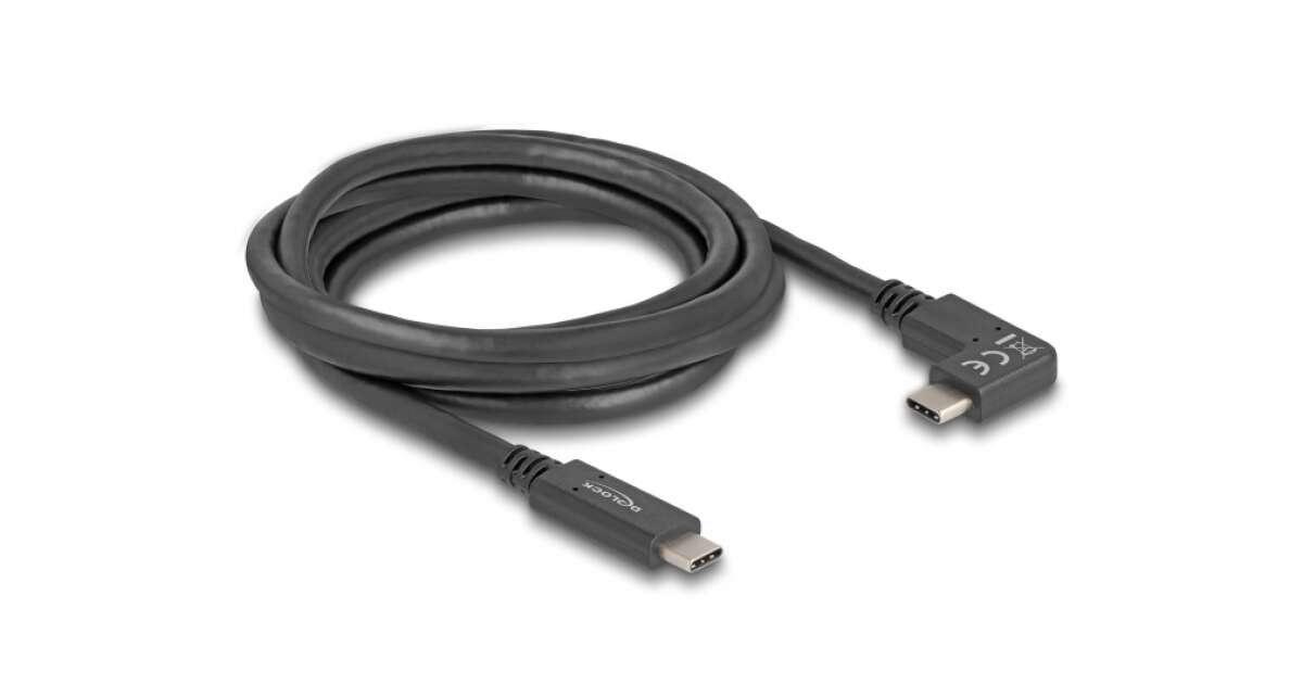 Delock USB 5 Gbps кабел USB Type-C мъжки USB Type-C мъжки, извит наляво / надясно, 2 m 4K PD 60 W E-Marker 111221296