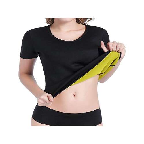 Tricou fitness din neopren cu mânecă scurtă pentru femei, mărimea L