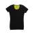 Black short sleeve neoprene fitness shirt for women, size L, front view