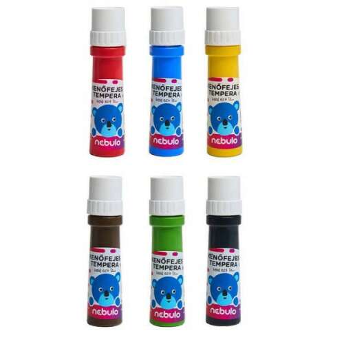 Tempera készlet, 6x45ml, kenőfejes, Nebulo 111062774