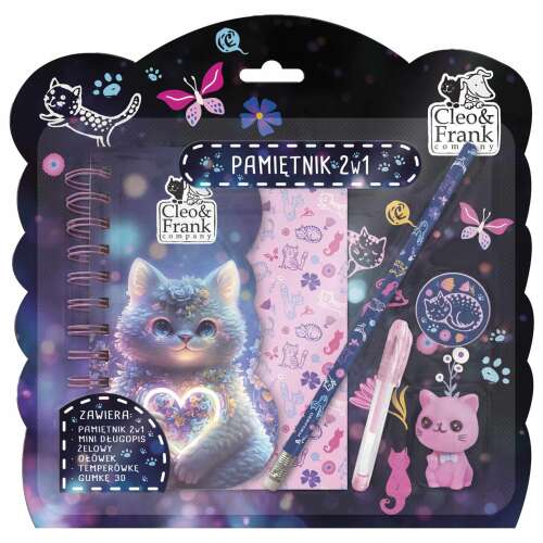 Cleo and Frank napló írószerekkel, CF43, cicás, kék 111063388