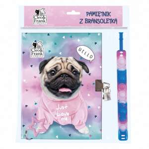 Cleo and Frank napló kulccsal, 16,5x22cm, Pop it karkötővel, kutyás, CF36 111063386 - Napló