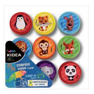 Kidea állatos nyomda szett, 9 darabos, oroszlán, tigris, elefánt, nyúl, róka, kutya, pingvin, majom és panda mintákkal - Nyomda