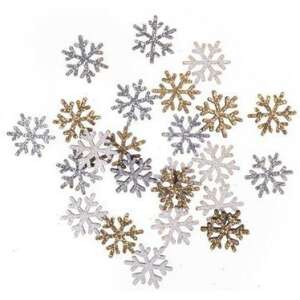 Fa formák, hópehely, csillogó, 1,6cm, 24 db-os 111063670 - Fa felirat & dekorációs elem