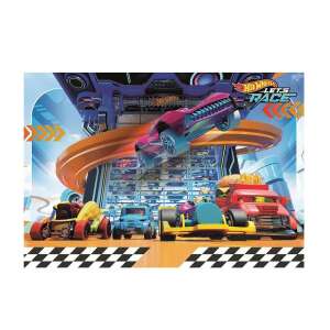 Puzzle Hot Wheels Let's Race 104 elementów Clementoni, ukończone puzzle przedstawiające kolorowy tor wyścigowy z samochodami - Puzzle i układanki