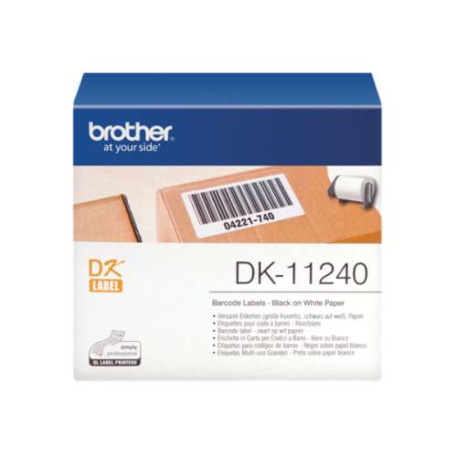 Brother Etikett dk11240, Barcode-Etikett, gestanzt, weiß auf schwarzem Hintergrund, 600 Stück DK11240