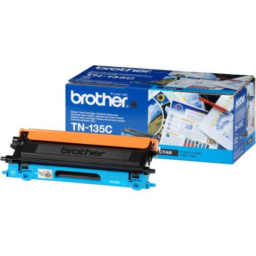 Brother TN-135C High Yield Cyan Toner Cartridge and Box