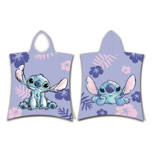 Disney Lilo és Stitch lila kapucnis strandtörölköző poncsó, elölről és hátulról - Jerry Fabrics