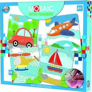 Set creativ mozaic vehicule pentru copii, mozaic autocolante - Nonbrand Jocuri si jucarii creative