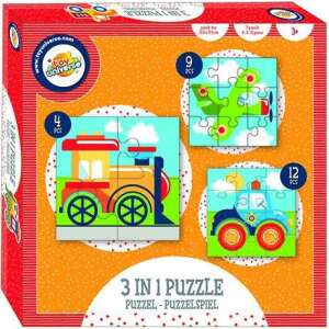 Toy Universe 3 v 1 puzzle s motívmi vlaku, lietadla a auta. Vzdelávacia hračka pre deti. - Puzzle