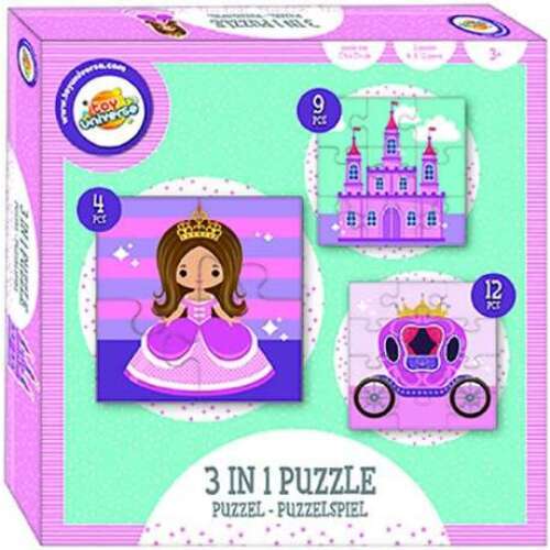 Puzzle Toy Universe OVIS 3 u 1 Princeze, sadrži puzzle od 4, 9 i 12 dijelova za djecu