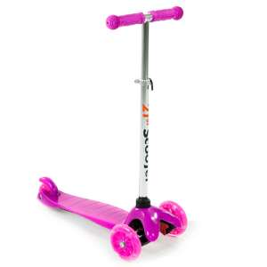 Rózsaszín háromkerekű roller világító kerekekkel, állítható kormányral és csúszásmentes markolattal - Gyerek roller