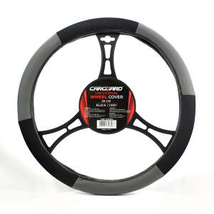 CarGuard 38 cm Universal Steering Wheel Cover in Black and Grey - Carguard Car Steering Wheel Cover