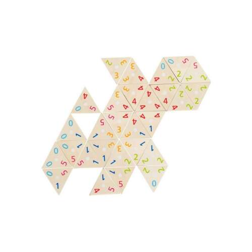 Goki Tri-Domino játék, fa háromszög dominó gyerekeknek