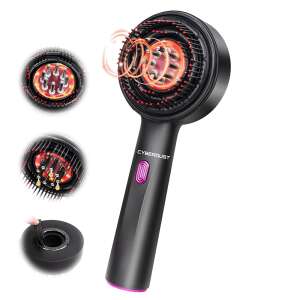 Cyberdust 3in1 elektromos hajkefe piros fényterápiával és olajdiffúzorral, ferde nézet - Hajnövekedés serkentő készülék