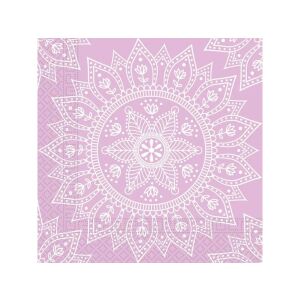 Részletes nézet a Mandala lila-fehér szalvétáról, 33x33 cm, bonyolult design - Szalvéta