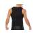 Man wearing black neoprene fitness tank top, size L, back view