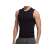 Man wearing black neoprene fitness tank top, size L, front view