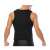 Man wearing black neoprene fitness tank top, size L, back view