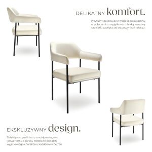 Krzesło Doé, tapicerowane, stalowe nogi 112612775 - Krzesło do jadalni