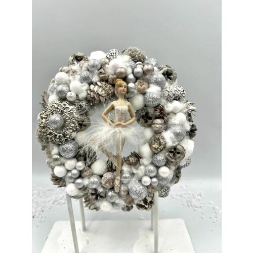 Balerinás ajtódísz fehér ezüst karácsonyi/ téli  111559179