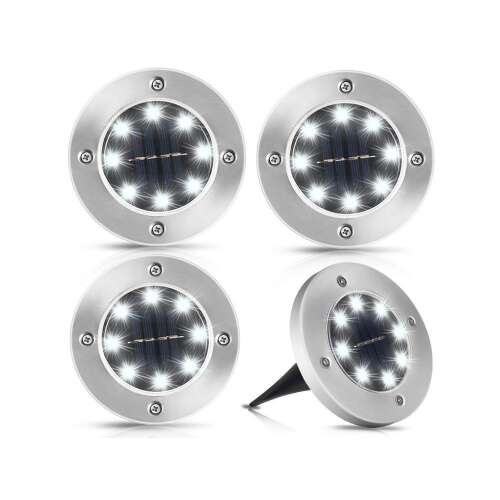 Set mit 4 solarbetriebenen Bodenleuchten mit jeweils 8 LED-Leuchten, mit Spießen zur Installation