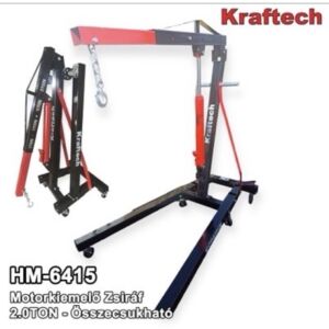 Kraftech HM-6415 2 tonnás motorkiemelő, összeszerelt és összecsukott nézet - KrafTech