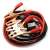 Red and black jumper cables with copper clamps