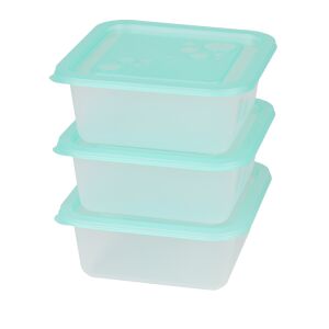 Flair Freezy 1.2L Smaragdzöld Négyzetes Étel Tároló Doboz - 3 darabos készlet - Ételtároló
