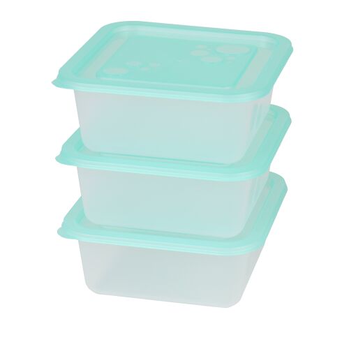 Flair Freezy 1.2L Smaragdzöld Négyzetes Étel Tároló Doboz - 3 darabos készlet